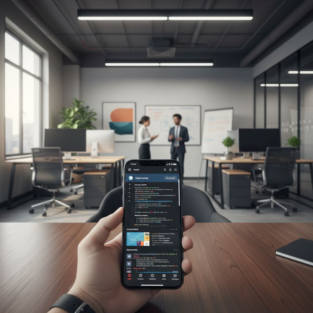 Aplicación móvil moderna en smartphone